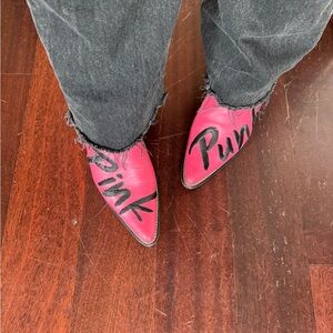 Leather Pink Ankle Boots